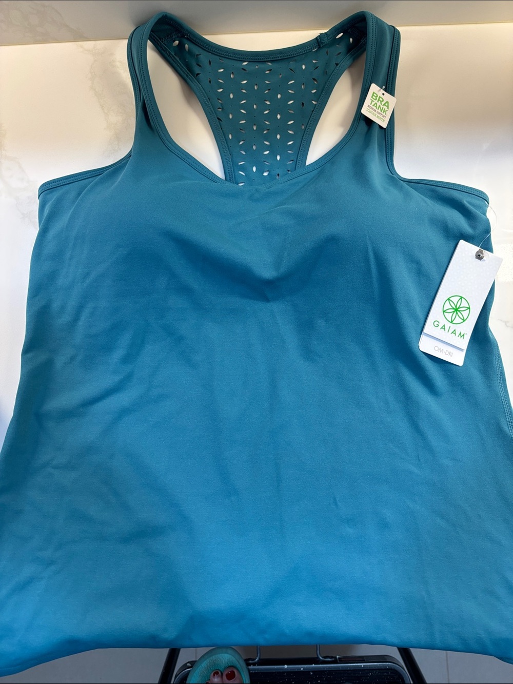 GAIAM Teal Blue Racerback Tank with Perforated Back
